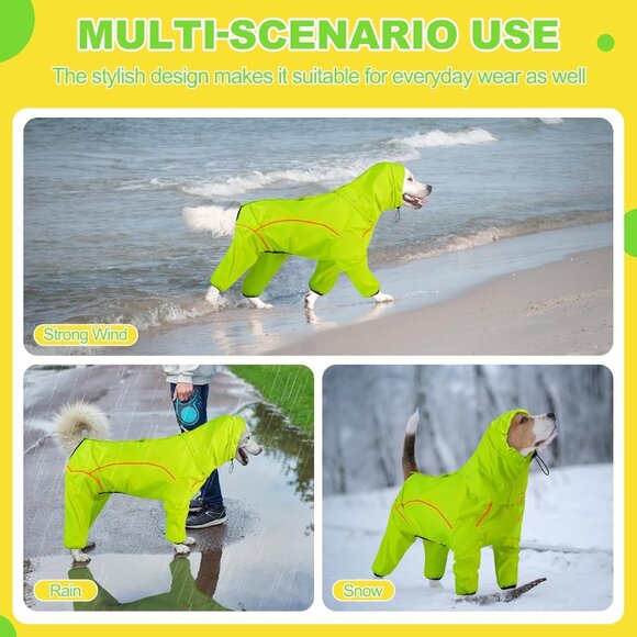Dog Raincoat, Waterproof Dog Rain Jacket with Removable Hood Size: S - Picture 7 of 7